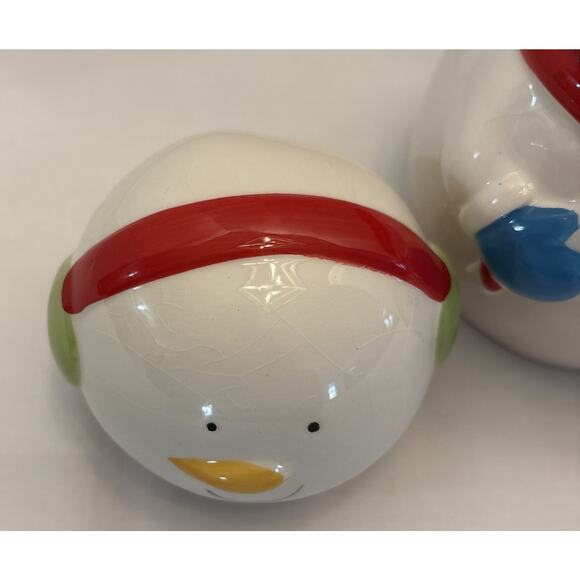 Boston Warehouse Trading Corp Ceramic Snowman Cookie Jar Medium Height 7” - Picture 12 of 16